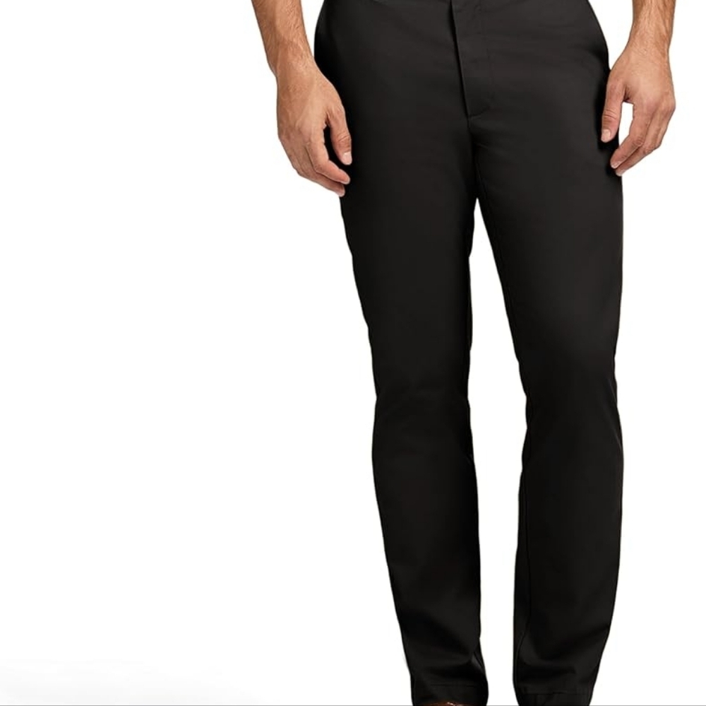 IZOD Men PANTS 40x32 BLACK AMERICAN CHINO STRAIGHT FIT FLAT FRONT 100% COTTON